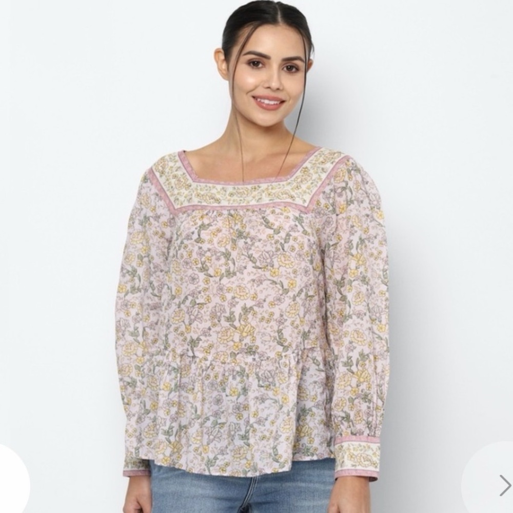 American Eagle Outfitters Floral Blouse in Pink and Yellow